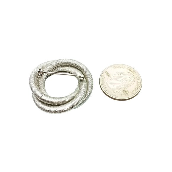Sarah Coventry Sarahs Circle Vintage Silver-Tone Brooch Elegant Intertwined - Picture 3 of 4